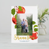 Apple Rosh Hashanahユダヤ人の休日のフォトフォイル 箔シーズンカード (立ち正面)