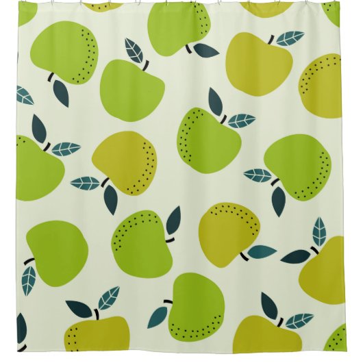 Apple seamless pattern. Fruit theme illustration.a シャワーカーテン (正面)