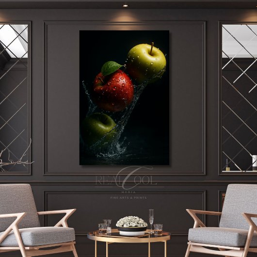 Apple Splash in Water – Fruit Photography Art キャンバスプリント