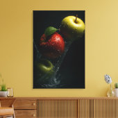 Apple Splash in Water – Fruit Photography Art キャンバスプリント (インサイチュ (リビング))