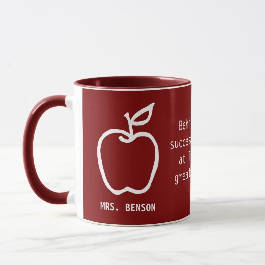 Apple Teacher Appreciation Quote Burgundy マグカップ (左)
