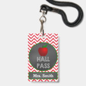 Apple Teacher Hall Pass for Classroom バッジ (裏面(ネックストラップ付))