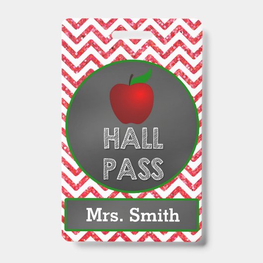 Apple Teacher Hall Pass for Classroom バッジ (正面)