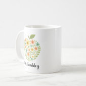 Apple Teacher mug Personalized Floral Apple custom コーヒーマグカップ (正面左)