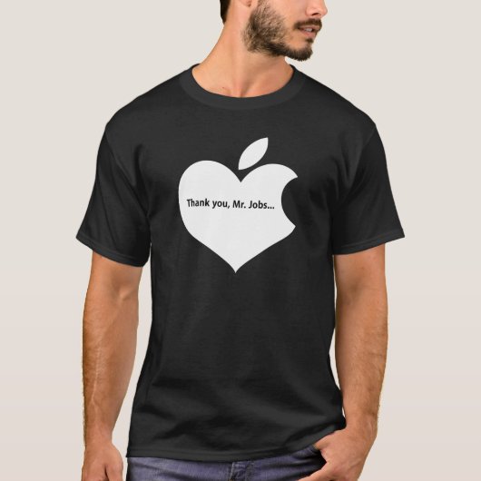 APPLE THANK YOU MR JOBS text onblack Tシャツ (正面)