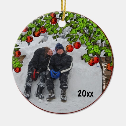 Apple Treeフォトフレームキープスケアオーナメント セラミックオーナメント (正面)