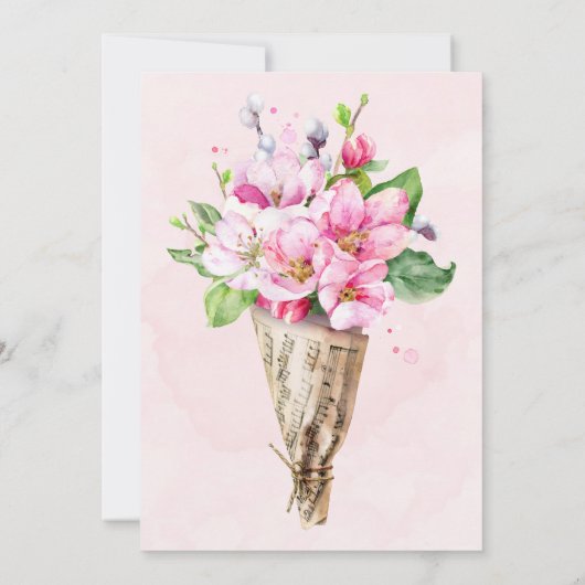 Apple Treeヴィンテージ音楽結婚の 招待状 (裏面)