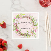Apple Tree Bloms水彩リース結婚ズ スタンダードカクテルナプキン (インサイチュ)
