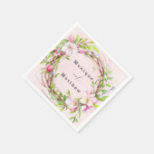 Apple Tree Bloms水彩リース結婚ズ スタンダードカクテルナプキン (角)