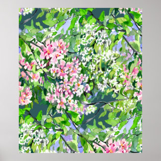 Apple Tree Blossoms Watercolor painting – Botanica ポスター