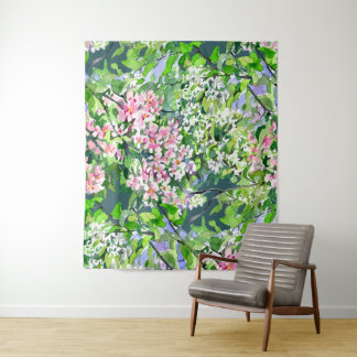 Apple Tree Blossoms Watercolor Tapestry – Botanica タペストリー