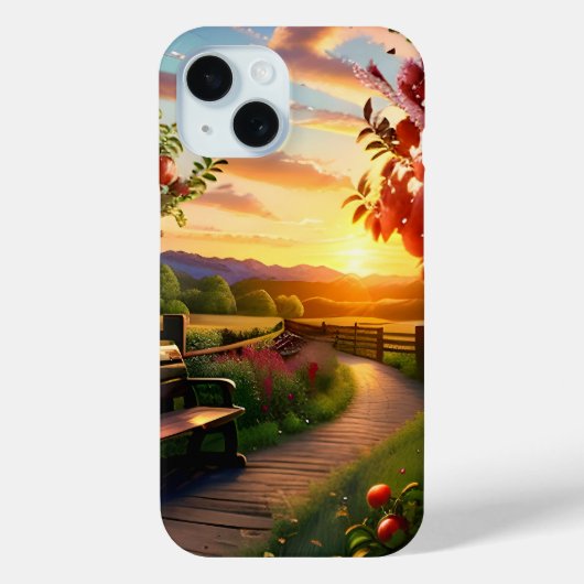 Apple Tree Scene Landで山に入った夕日 Case-Mate iPhoneケース (裏面)