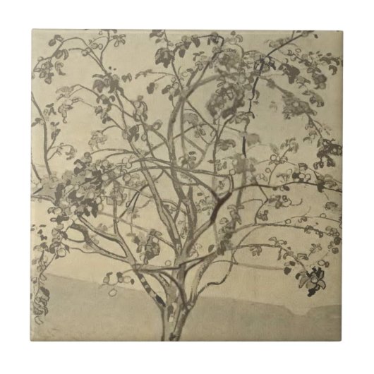 Apple Tree (Water Color Art) (by Nicholas Roerich) タイル (正面)