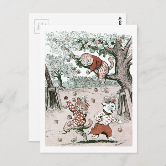 Apple Trees & Cats、Louis Wain ポストカード (正面/裏面)