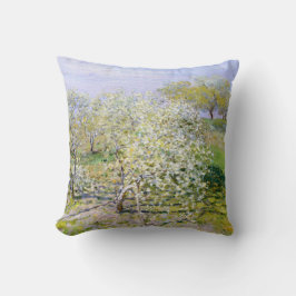 Apple Trees in開花(by Claude Monet) クッション