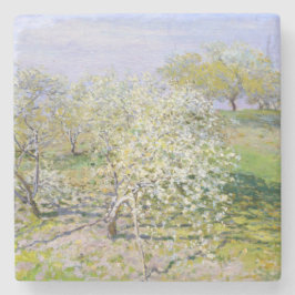 Apple Trees in開花(by Claude Monet) ストーンコースター