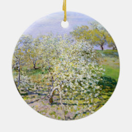 Apple Trees in開花(by Claude Monet) セラミックオーナメント