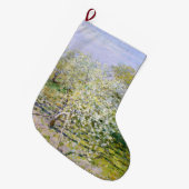 Apple Trees in開花(by Claude Monet) ラージクリスマスストッキング (正面 (吊り時))