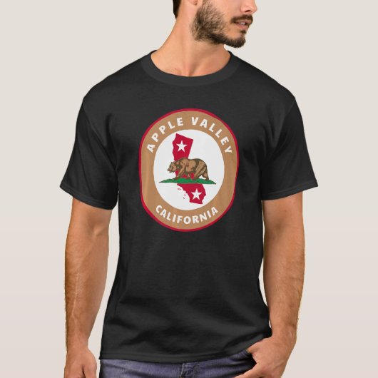Apple Valley California CA国旗とベアーバッジソウ Tシャツ (正面)