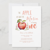 Apple Waterカラーの最初の誕生日招待状 招待状 (正面)