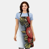 Apple Water Color Graphic Image付きエプロン エプロン (着用した状態)