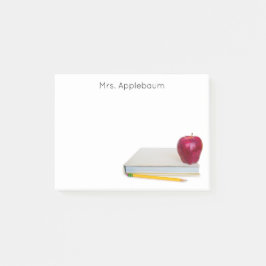 Apple with Book and Pencil先生名4 x 3 ポストイット
