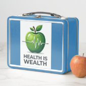 Apple with Heartbeat Pulse and Health is Wealth メタルランチボックス (インサイチュ)