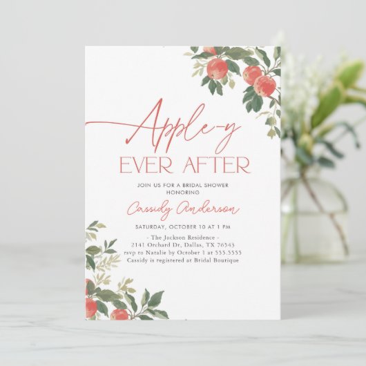 Apple-y Ever After Apple Bridal Shower 招待状 (スタンド正面)