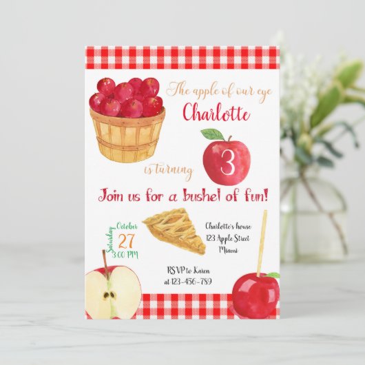Apples Birthday Invitation, Fall Invitation 招待状 (スタンド正面)