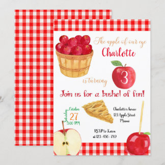Apples Birthday Invitation, Fall Invitation 招待状