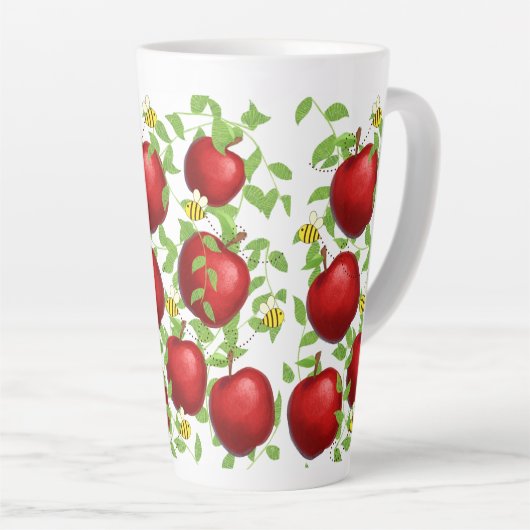 apples Fruits pattern  カフェラテマグ (右アングル)