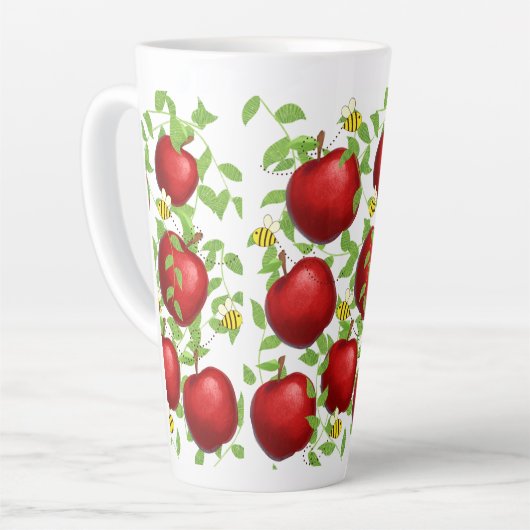 apples Fruits pattern  カフェラテマグ (左アングル)