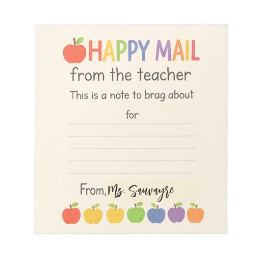 Apples Happy Mail – Cute Teacher ノートパッド (正面)