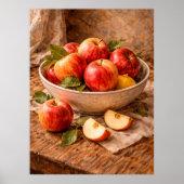 Apples in Rustic Bowl a Classic Still Life ポスター (正面)