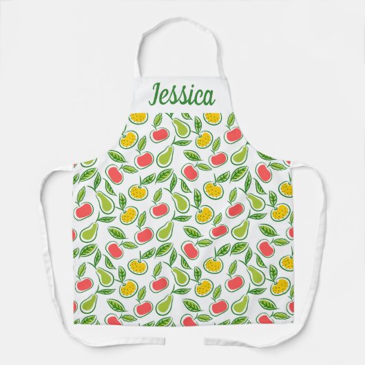Apples Oranges Pears Fruit Pattern Personalised エプロン (正面)