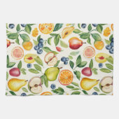 Apples Pears Blueberries Oranges Lemon Lime Fruits キッチンタオル (横)