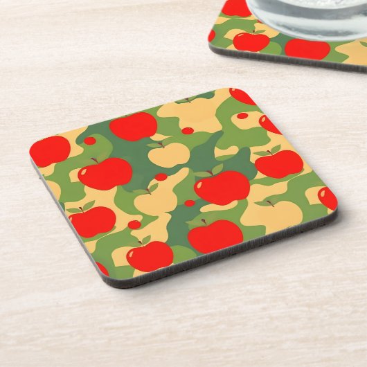 Apples Red Green Camo Coaster Set コースター (左側)
