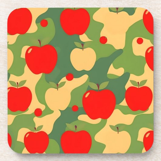 Apples Red Green Camo Coaster Set コースター (正面)
