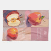 Apples watercolor on textured background キッチンタオル (横)