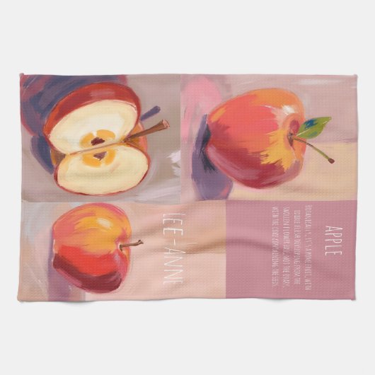 Apples watercolor on textured background キッチンタオル (横)