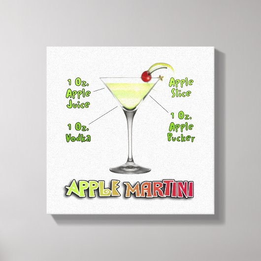Appletini - Apple Martiniカクテルレシピ12"x12" キャンバスプリント (正面)