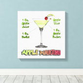 Appletini - Apple Martiniカクテルレシピ12"x12" キャンバスプリント (インサイチュ (ウッドフロア))