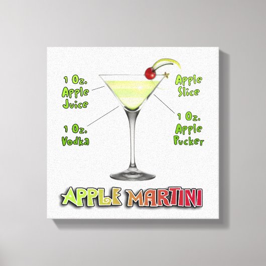 Appletini - Apple Martiniカクテルレシピ12"x12" キャンバスプリント (正面)