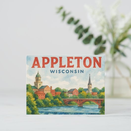 Appleton WI watercolor postcard ポストカード (スタンド正面)