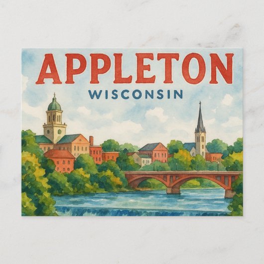 Appleton WI watercolor postcard ポストカード (正面)