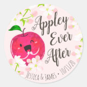 Appley Ever After - Apple Pun ラウンドシール (正面)