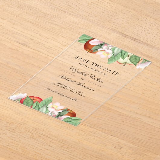 Appley Ever After Apple Wedding Save the Date アクリル招待状 (レイダウン)
