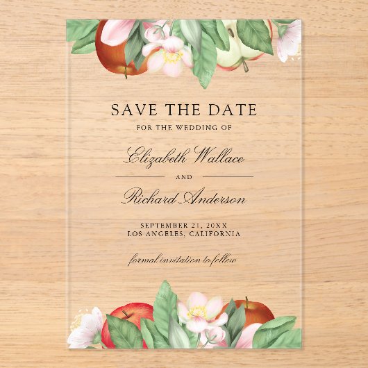 Appley Ever After Apple Wedding Save the Date アクリル招待状 (正面)