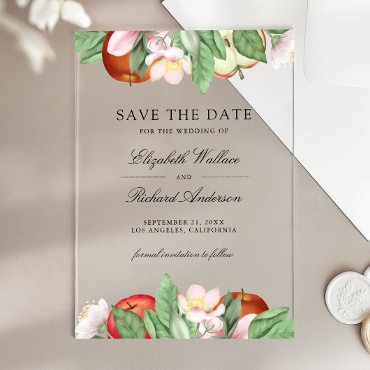 Appley Ever After Apple Wedding Save the Date アクリル招待状