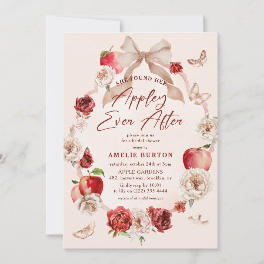 Appley Ever After Floral Bridal Shower 招待状 (正面)